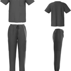 Pewter Scrub Set (Unisex Stretch Scrubs Set Top and Pants)